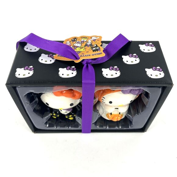Hello Kitty Salt &Pepper Shakers Ghost and Skeleton Ceramic Figurines rare - Picture 3 of 8